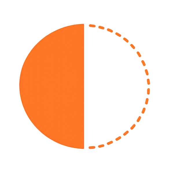 Geometric drawing of an outline square with sections divided by vertical, horizontal, and diagonal lines.