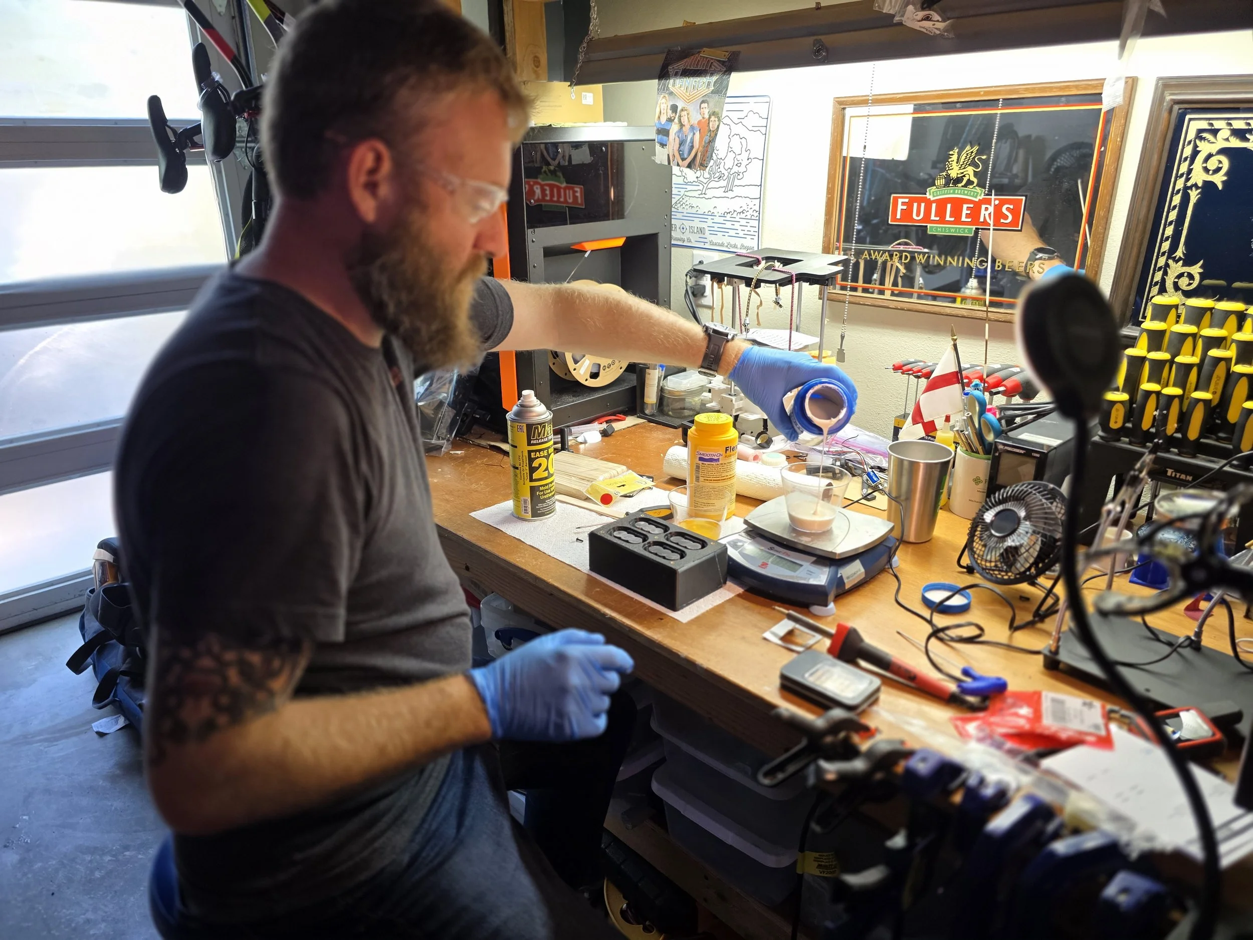 Aaron working on a prototype in the Ultralight workshop
