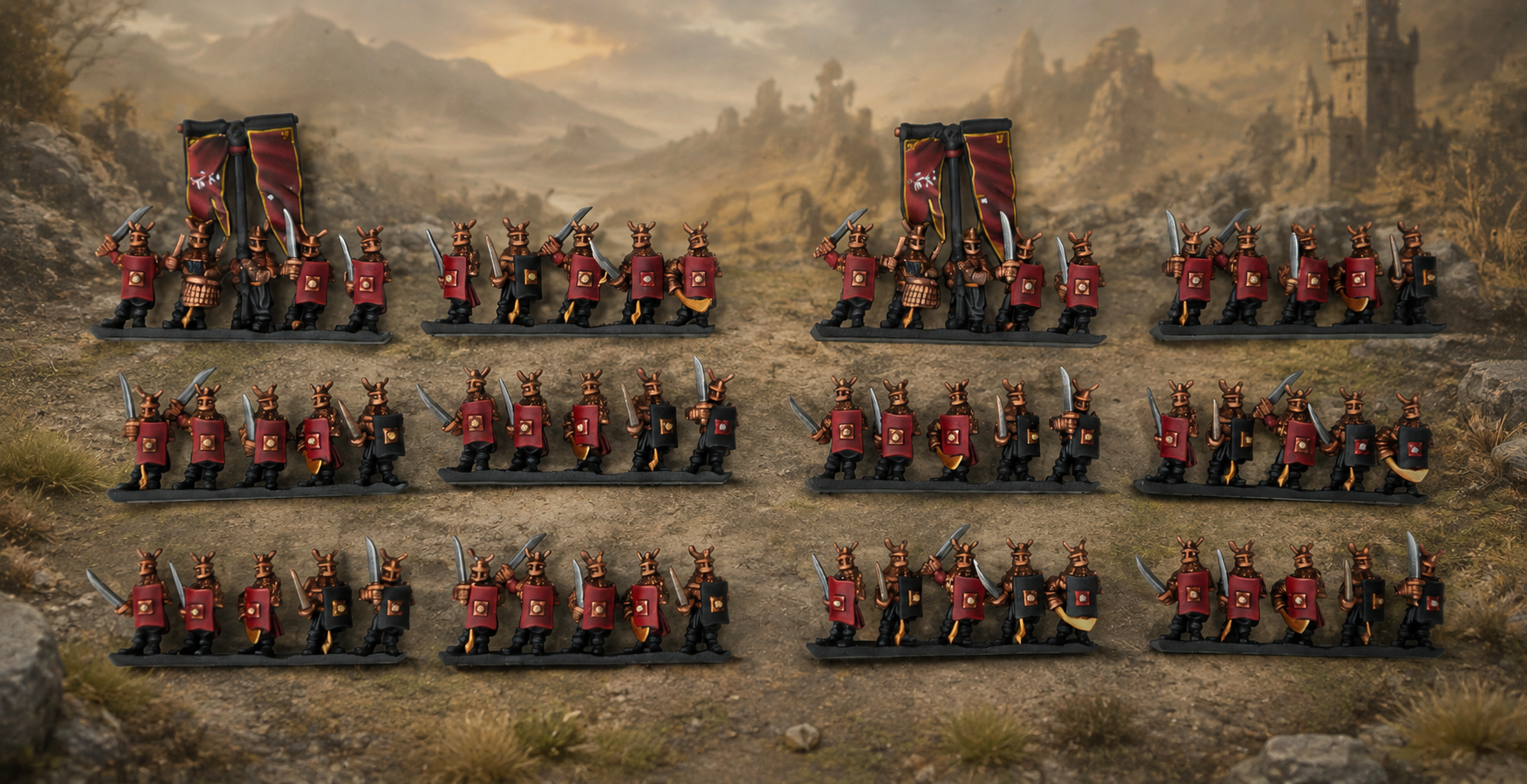 10mm Evil Men of the East Swordsmen (x12 Strips)