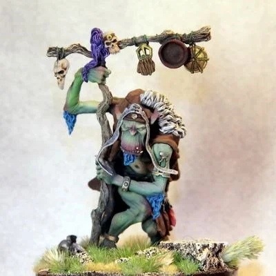 Remarkable 54mm Andrea Orc superbly painted by talented Russian artist Aleksandr Kursov AKA "Khorn". Image is courtesy of Alex showing our tufts used to dress the base. 