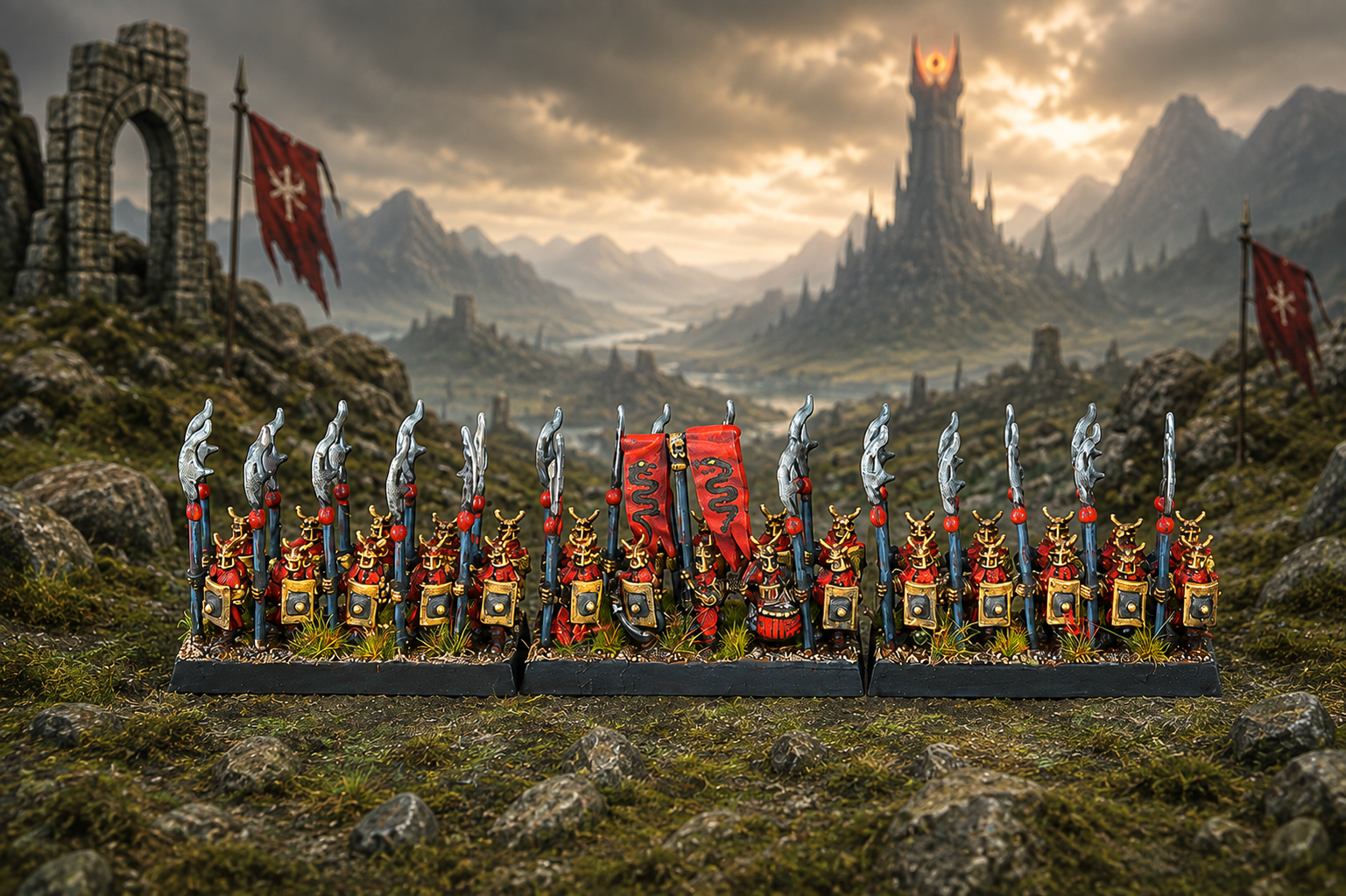 10mm Evil Men of the East Spearmen (x12 strips)
