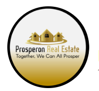 Logo for Prosperon Real Estate featuring three houses and the tagline 'Together, We Can All Prosper'.
