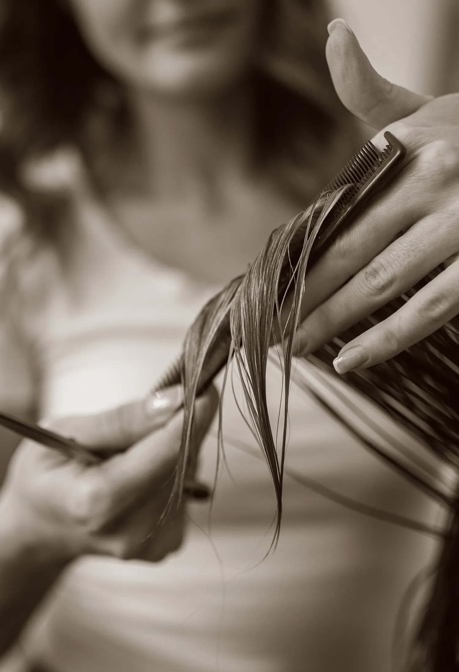 Women having hair cut at Albert Fields Goring-on-Thames