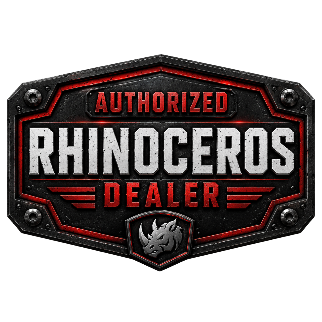Authorized Rhinoceros dealer badge for Dirt Monkey Equipment