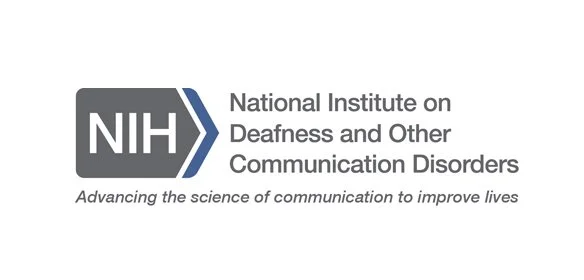National Institute on Deafness and Other Communication Disorders logo, providing info on communication disorders