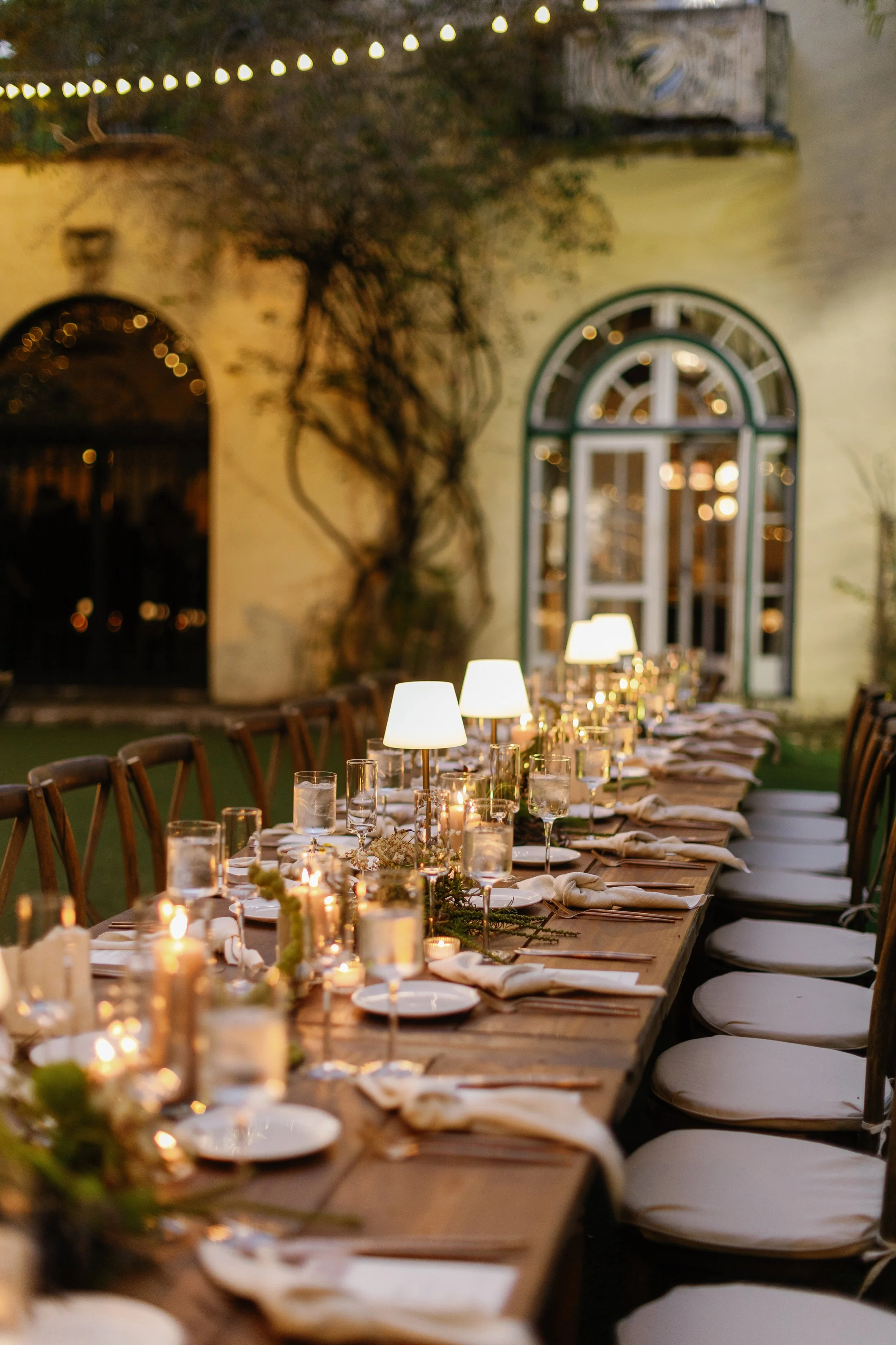 farm table with lamps rental miami