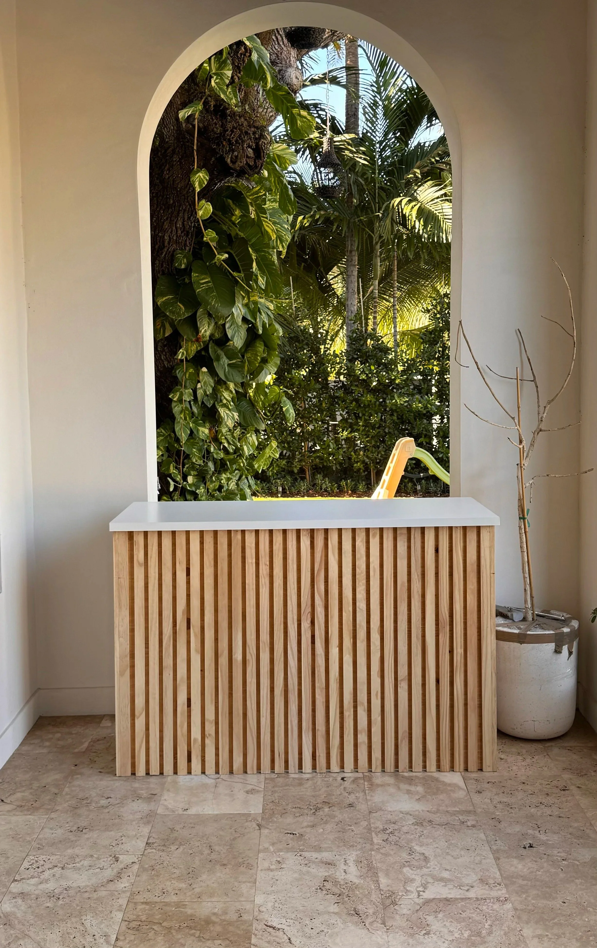 Slat Bar Rental Miami-Natural Wood