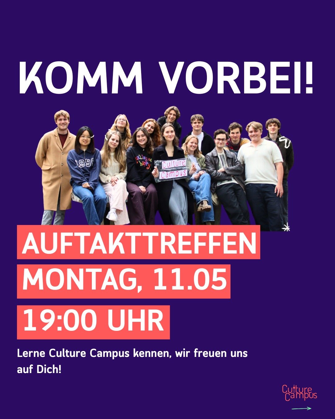 Es ist wieder soweit. Das Culture Campus Semsterauftaktreffen steht an.

Wann: Montag, 11.05. um 19.00 Uhr
Wo: EB 104, TU Berlin

Du hast Lust, dir ein Bild von unserer Arbeit zu machen, hast Fragen oder m&ouml;chtest einfach einen entspannten Abend 