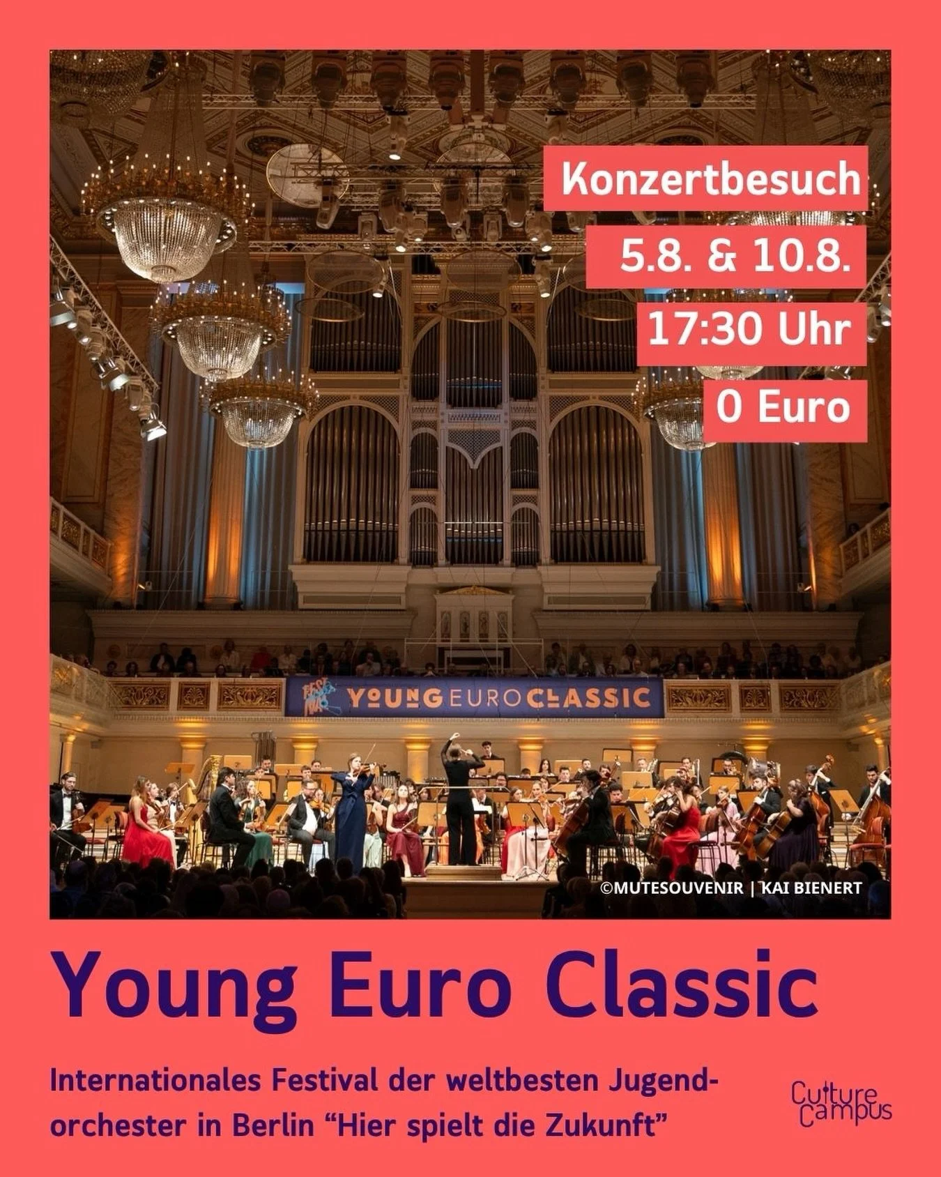 Zwei Abende, eine B&uuml;hne und beide haben es in sich.

Young Euro Classic zeigt seit 27 Jahren, dass die Zukunft der klassischen Musik l&auml;ngst Gegenwart ist. CultureCampus ist diesen Sommer gleich zweimal dabei, im Konzerthaus Berlin am Gendar