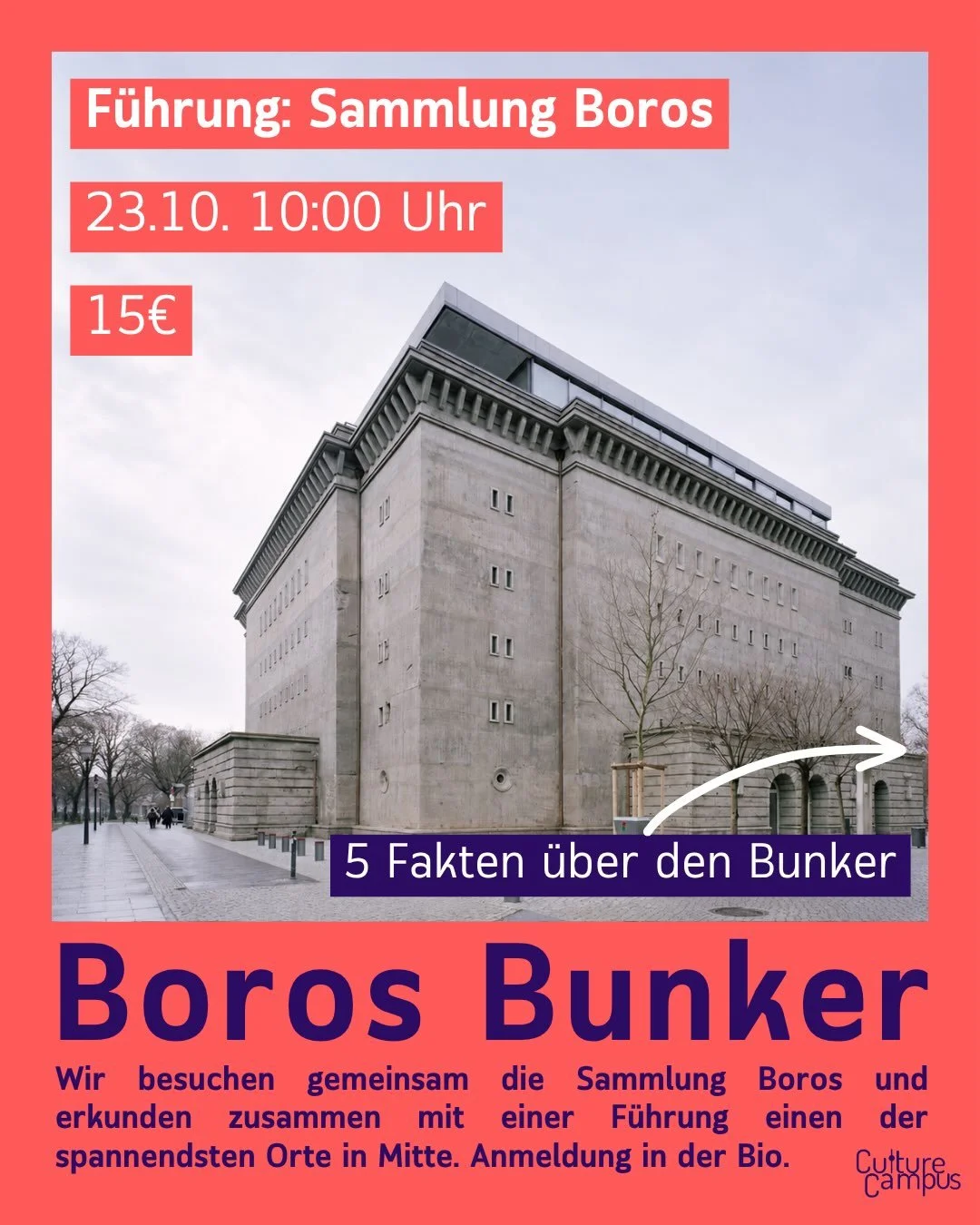 Vom Luftschutzbunker &uuml;ber den Technoclub bis zur privaten Kunstsammlung: Der Boros Bunker hat eine bewegte Geschichte hinter sich. 🏛️

Wir haben f&uuml;nf spannende Fakten &uuml;ber einen der au&szlig;ergew&ouml;hnlichsten Kunstorte Berlins ges