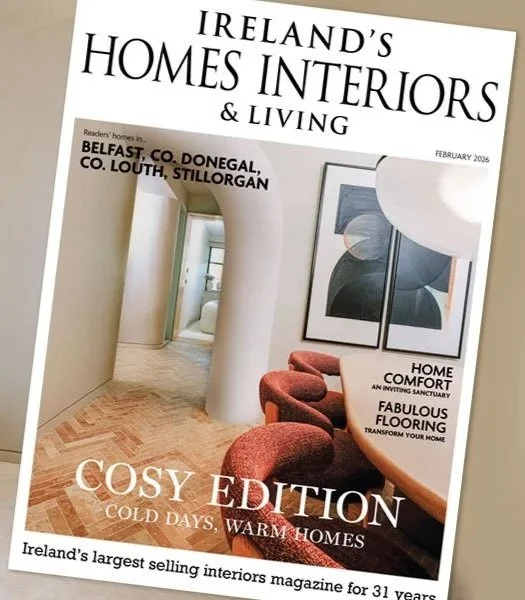 Magazine cover titled "Ireland's Homes Interiors & Living"