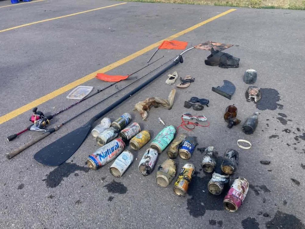The Deer Creek haul laid out on the parking lot after the September 12, 2026 dive