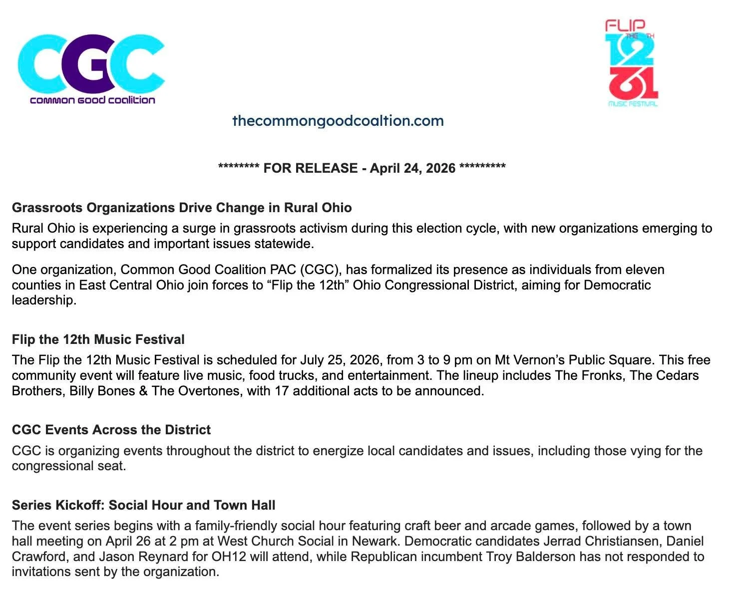 Rural Ohio is experiencing a surge in grassroots activism during this election cycle, with new organizations emerging to support candidates and important issues statewide.

One organization, Common Good Coalition PAC (CGC), has formalized its presenc