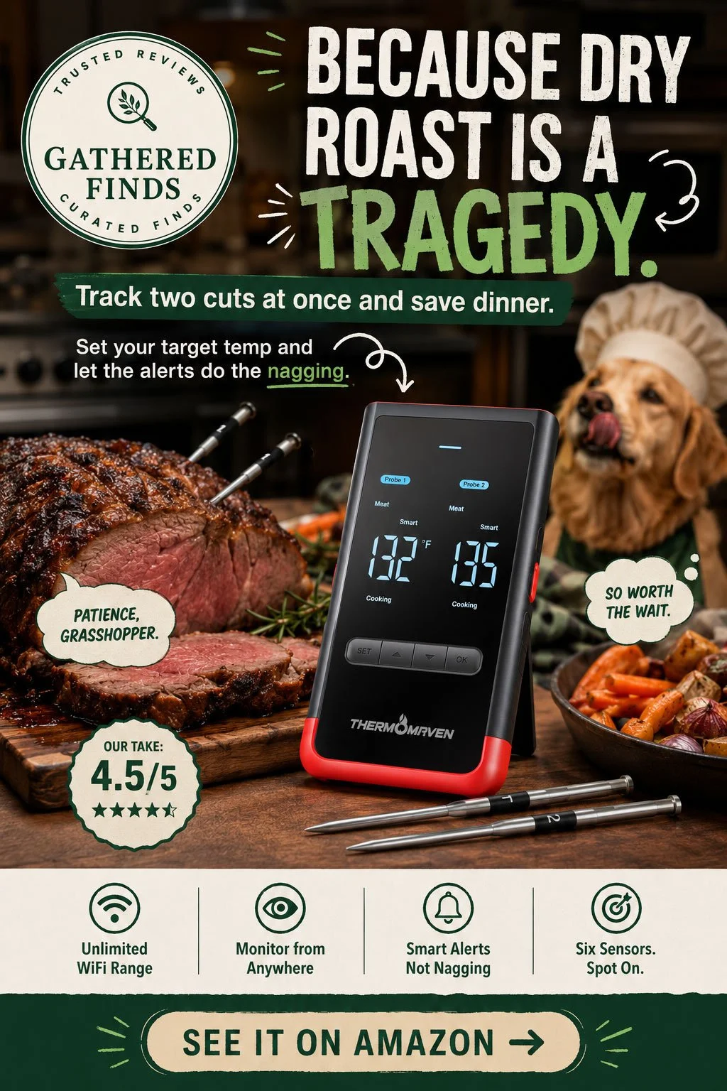 ThermoMaven Smart Bluetooth Wireless Meat Thermometer with 2 Probes Review