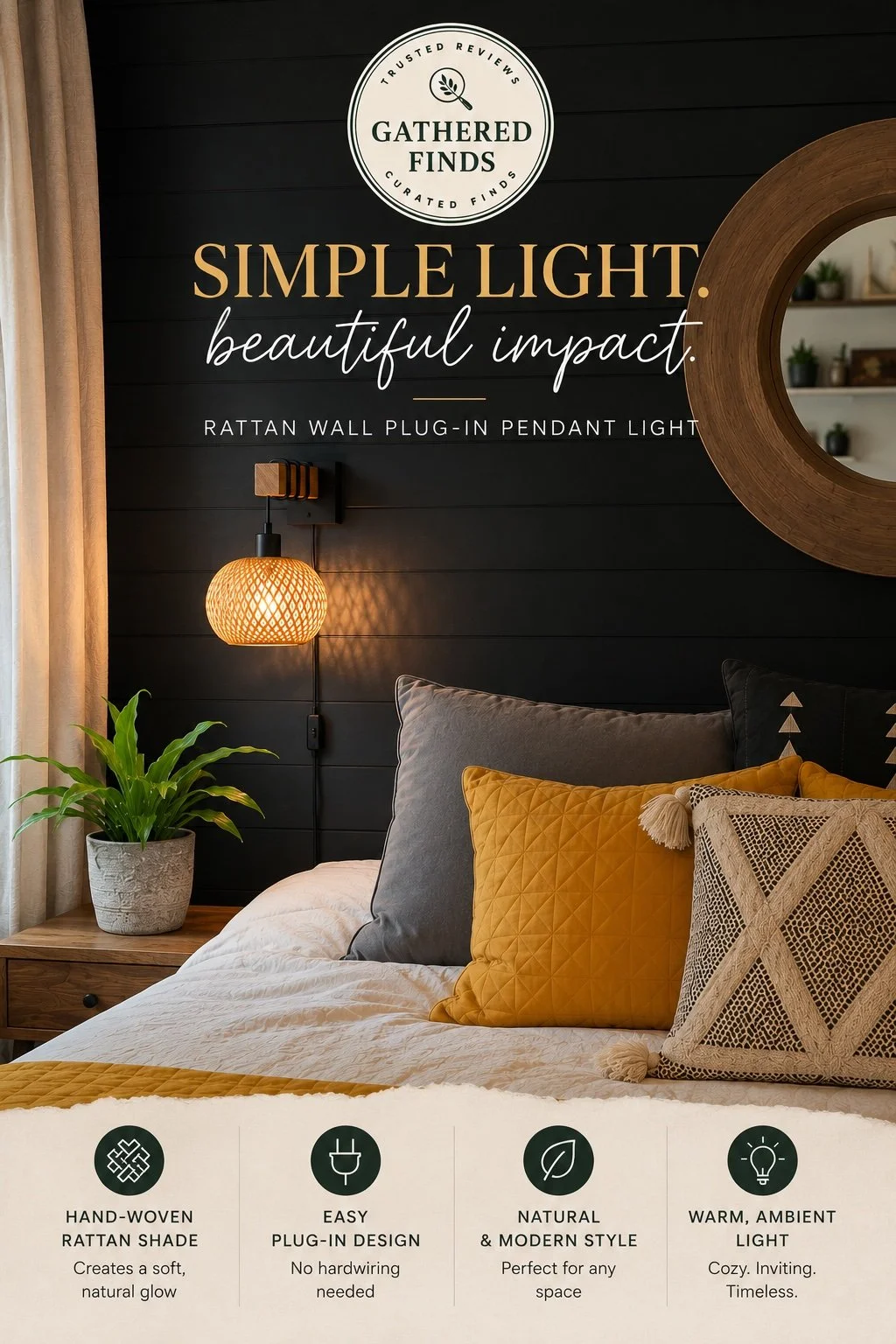Farmhouse Rattan Light