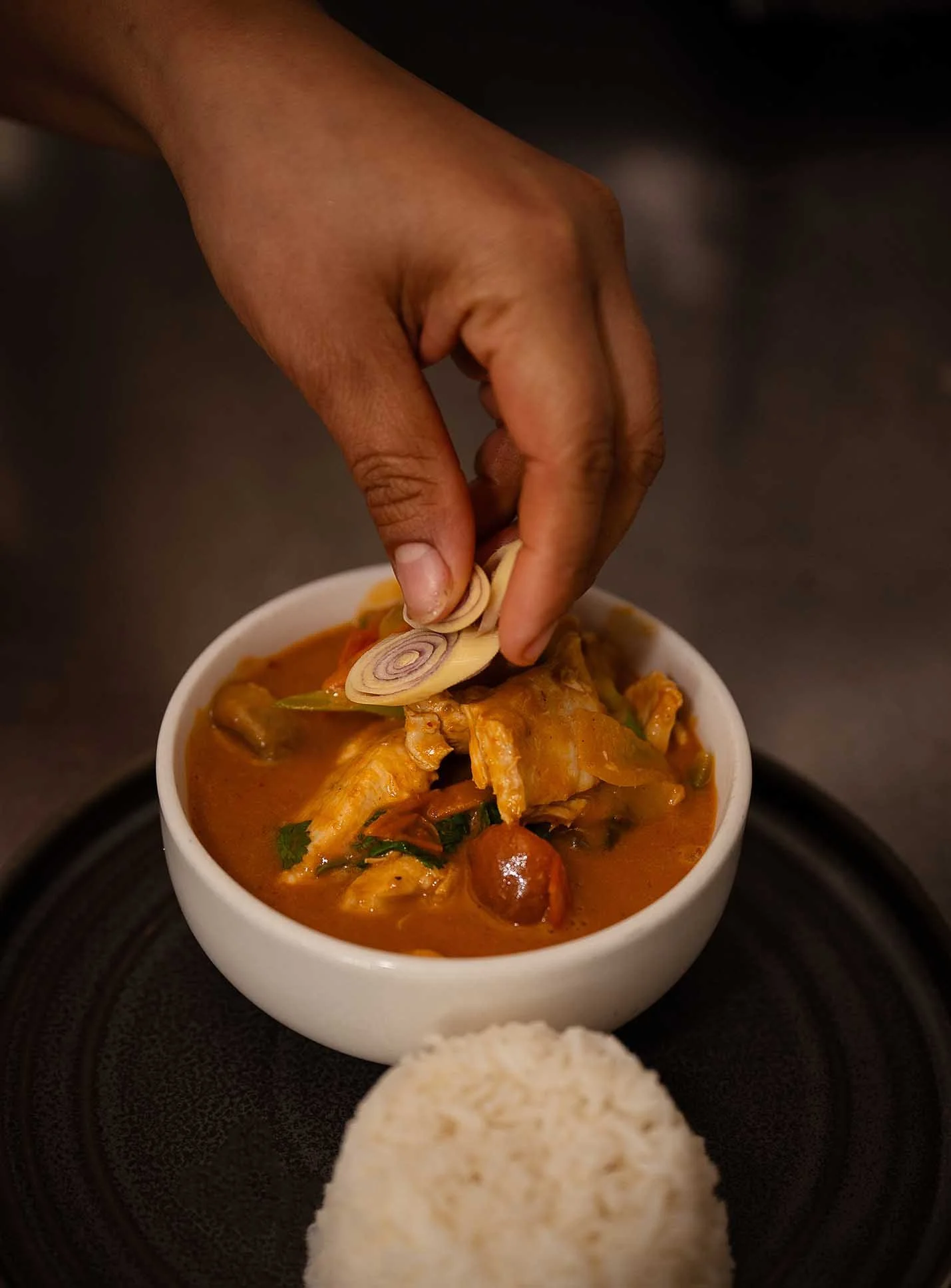 Thai Red Curry Being prepared for the pass at the Tiny Thai