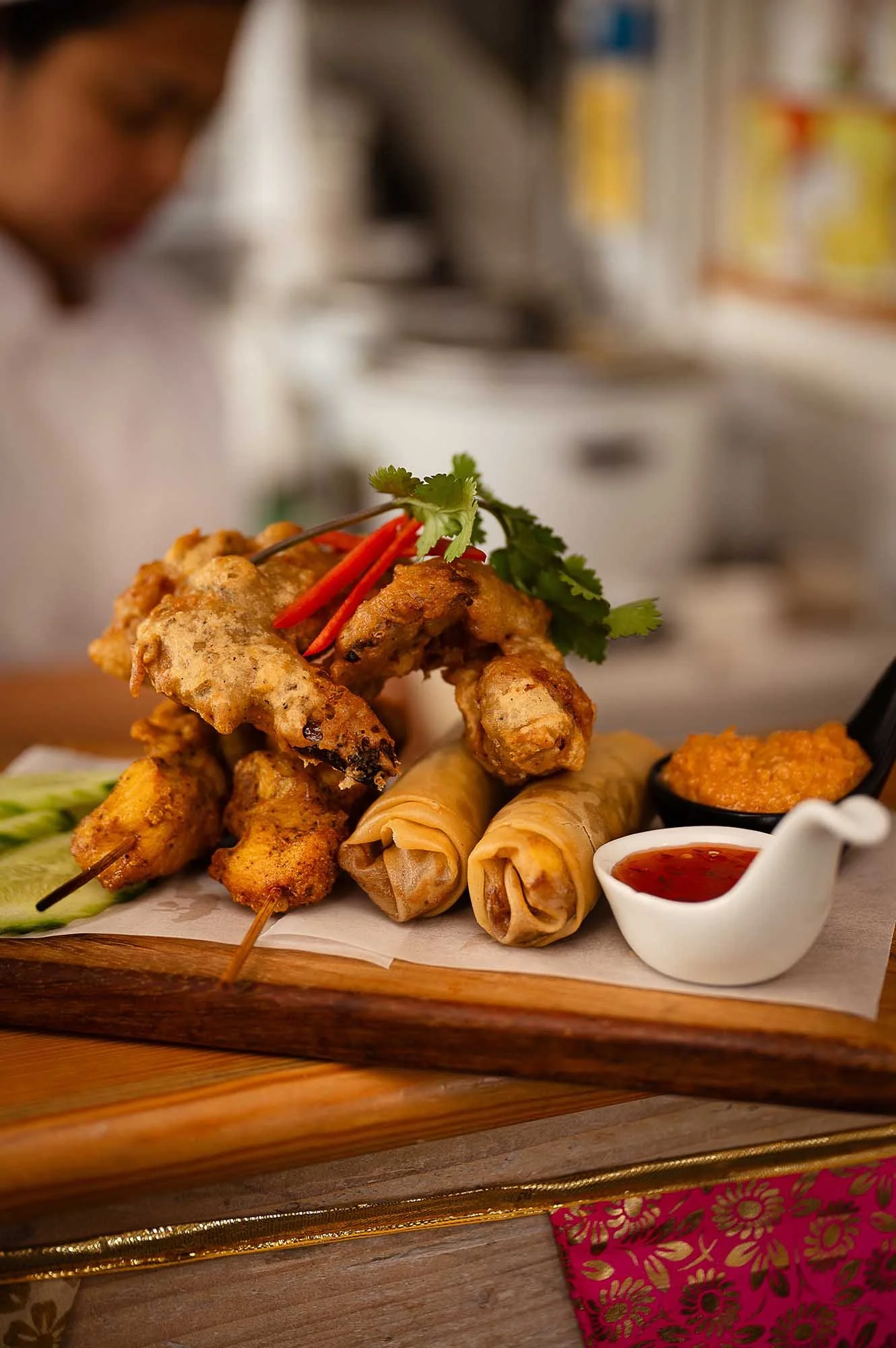 Takeaway delicious mixed starter for two at the Tiny Thai in Cornwall