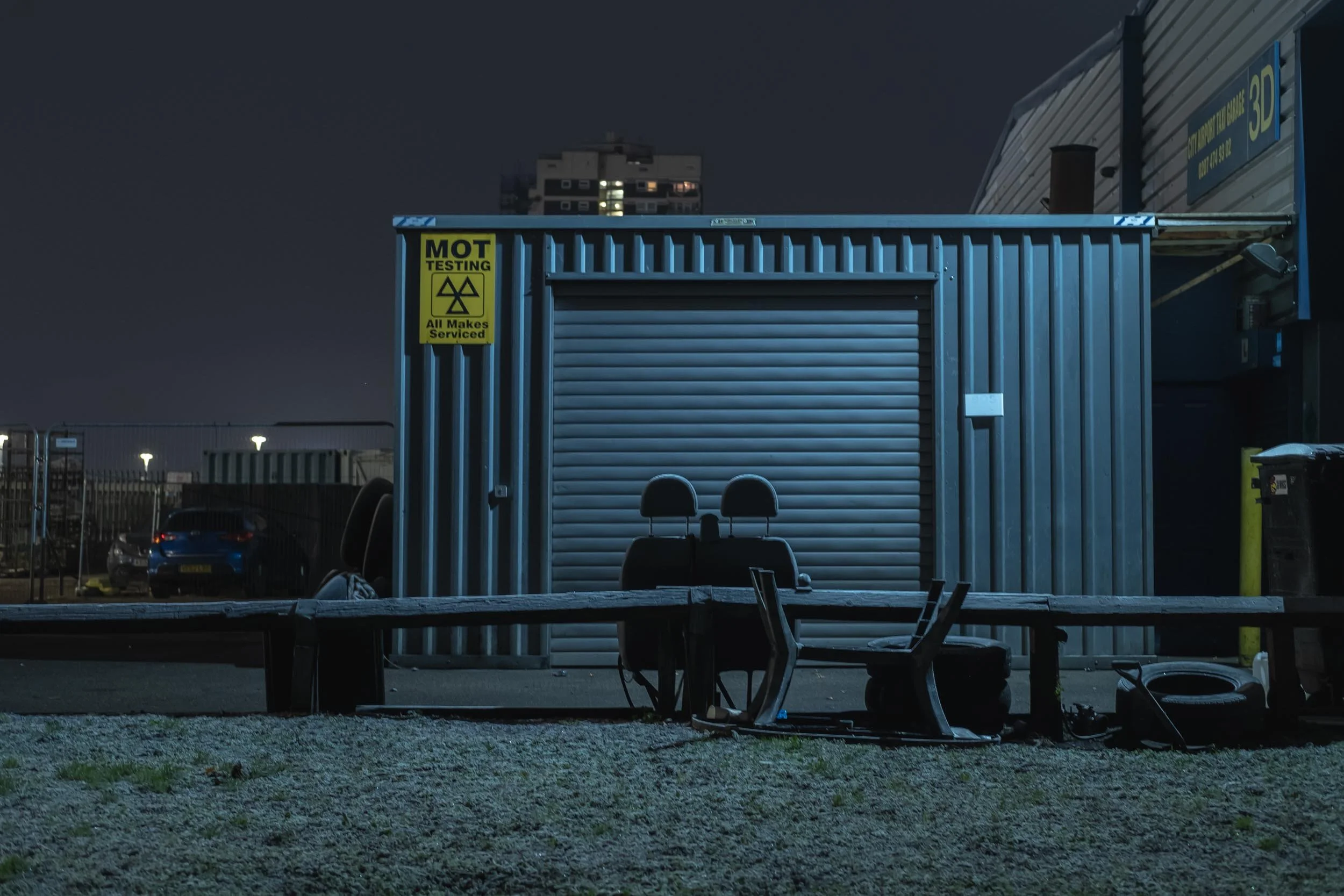Icy morning in an industrial estate in east London, E16, Royal Docks.