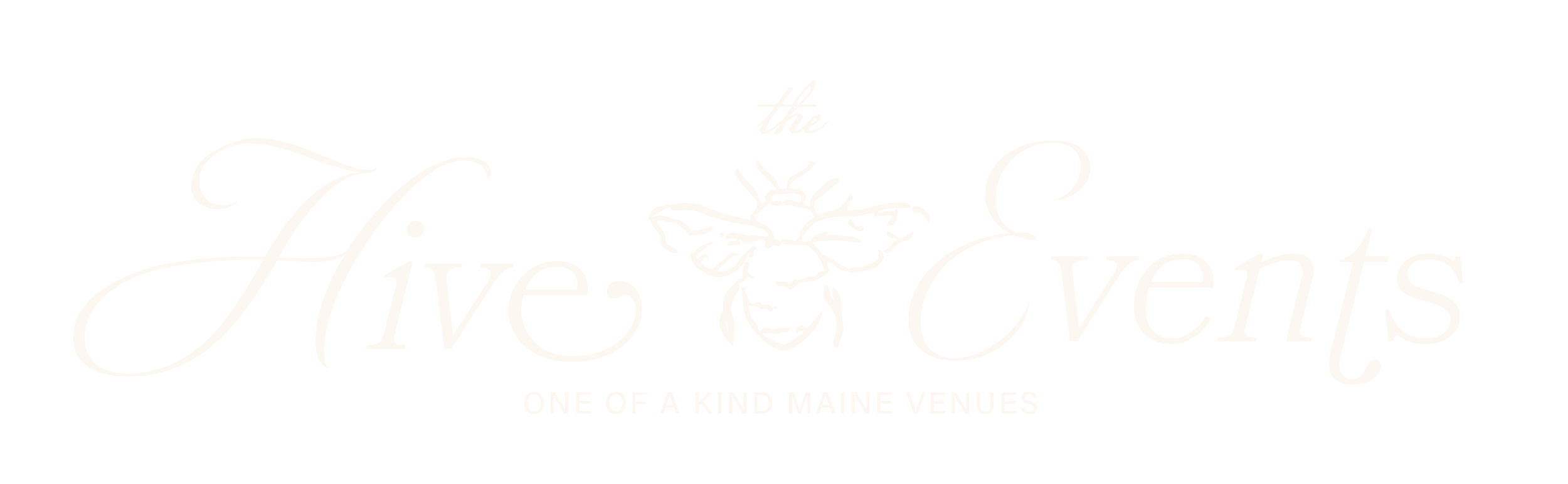 Logo for the live music venue 'The Hive & Cvents,' with a hive illustration and the tagline 'One of a kind Maine venues'.