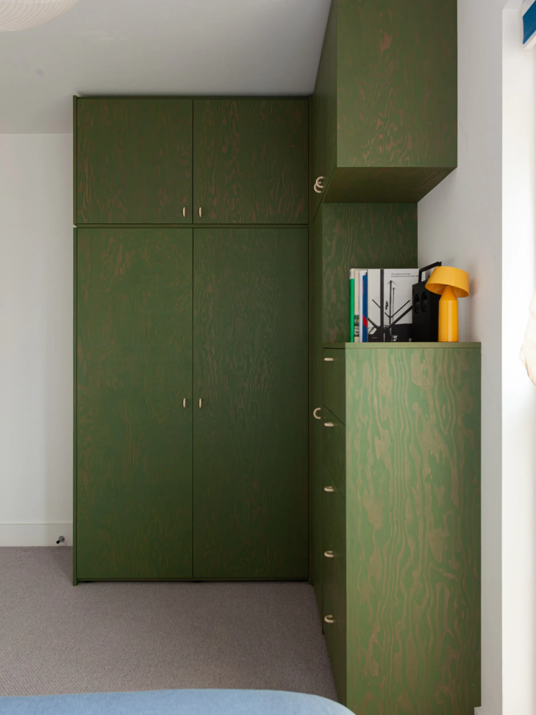 Fitted dresser and wardrobe in Douglas Fir plywood in London, N3