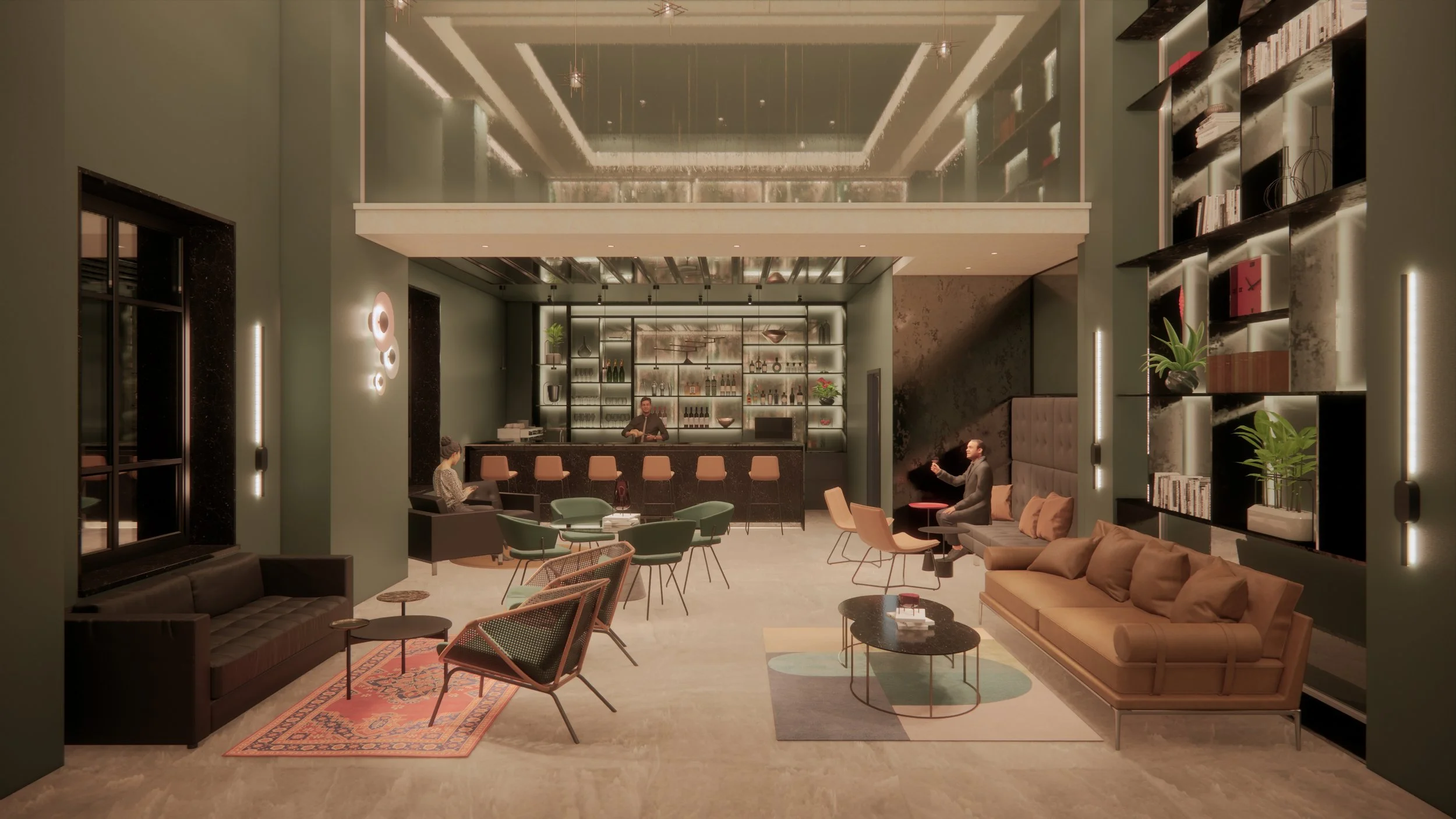 Lobby & bar in boutique hotel