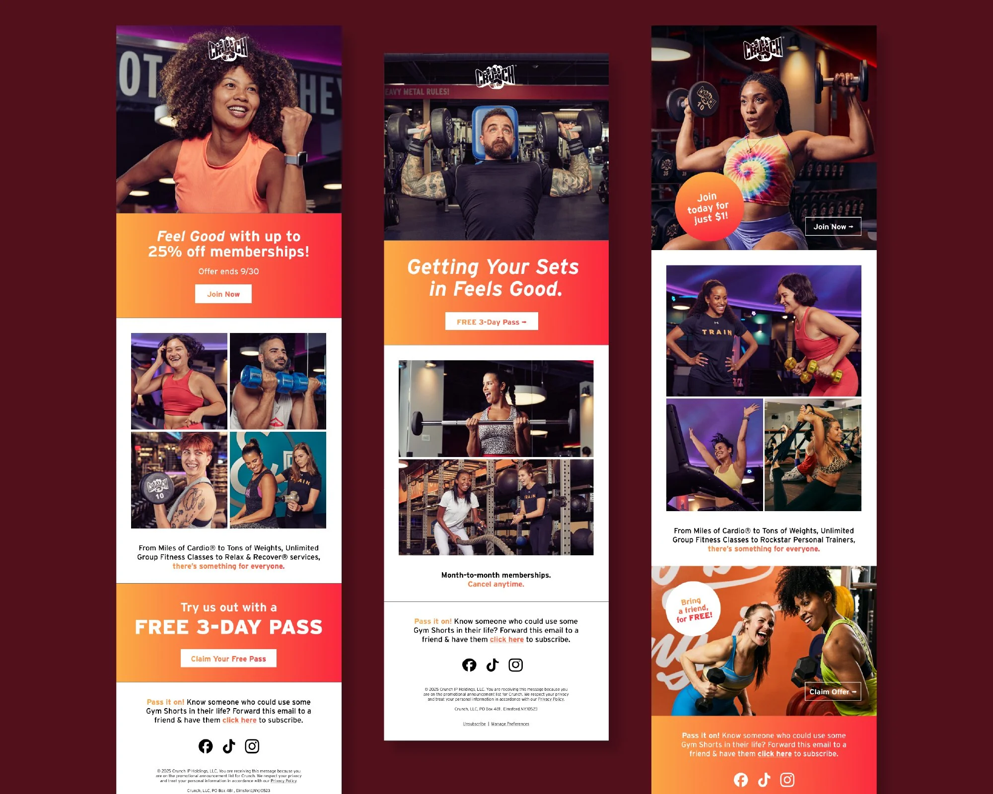 Email Campaign Design for Feel More Campaign (Crunch Fitness)