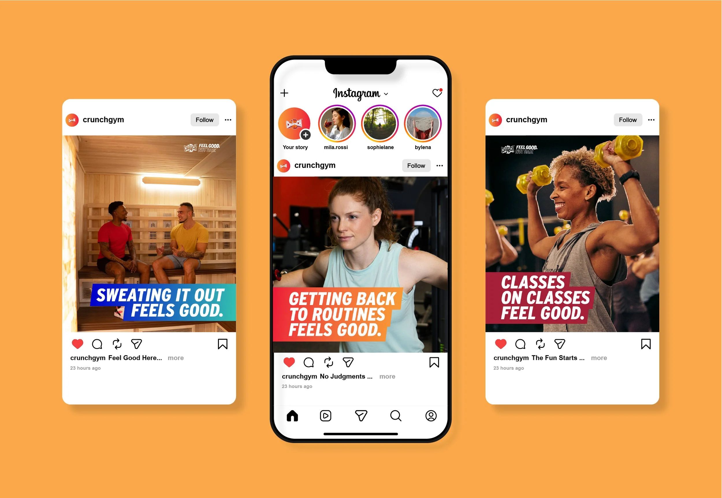 Social Media Posts for Feel The Good Campaign (Crunch Fitness)