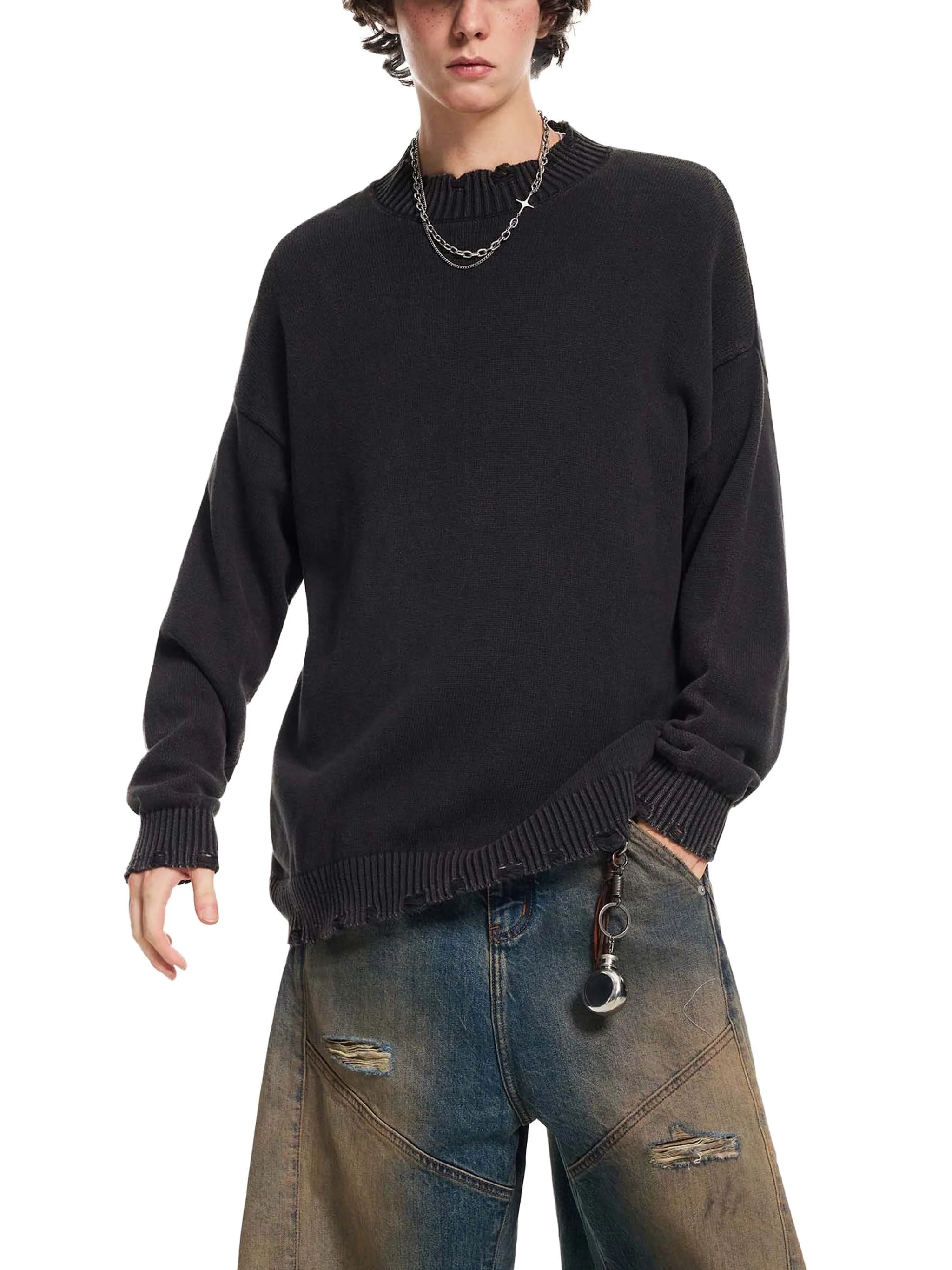 Vintage Washed Hand-Frayed Sweater