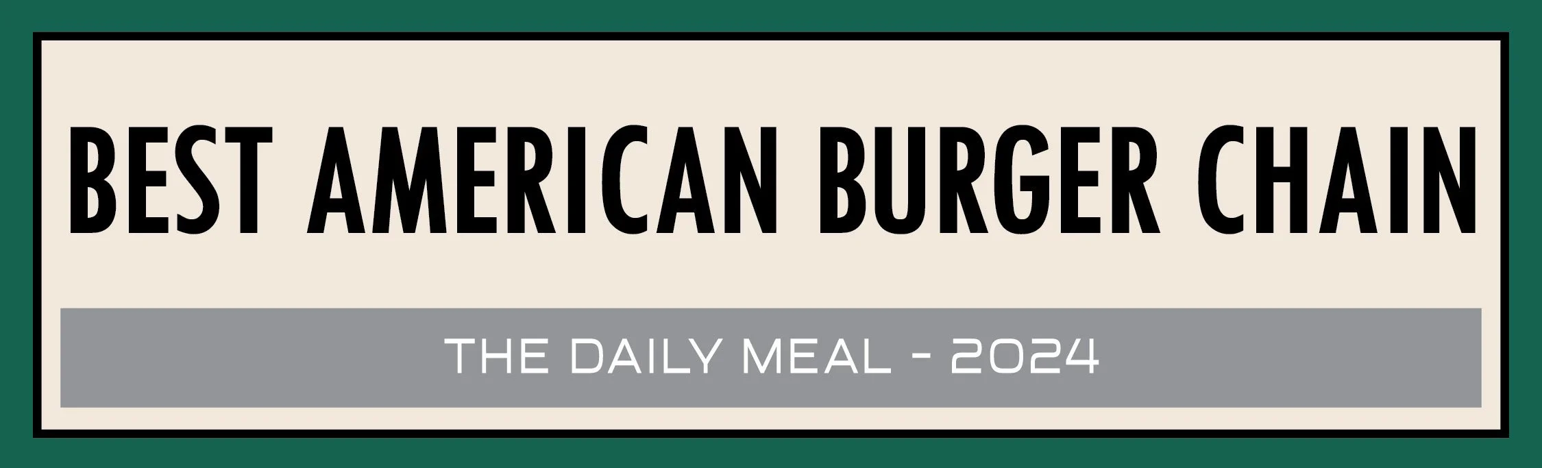 Book cover titled 'Best American Burger Chain, The Daily Meal - 2024' with a beige background and green border.
