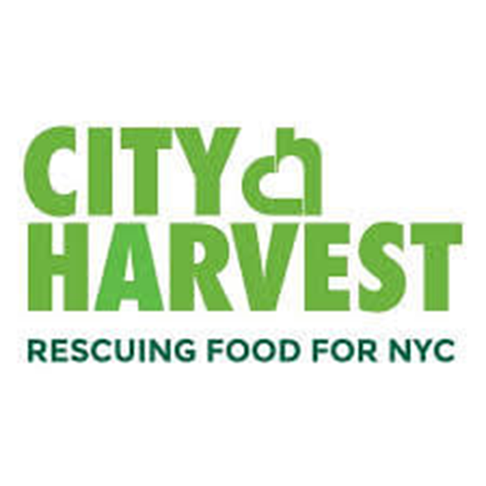 Logo for City Harvest, a food rescue organization in NYC, with green text and the slogan 'Rescuing Food for NYC'.