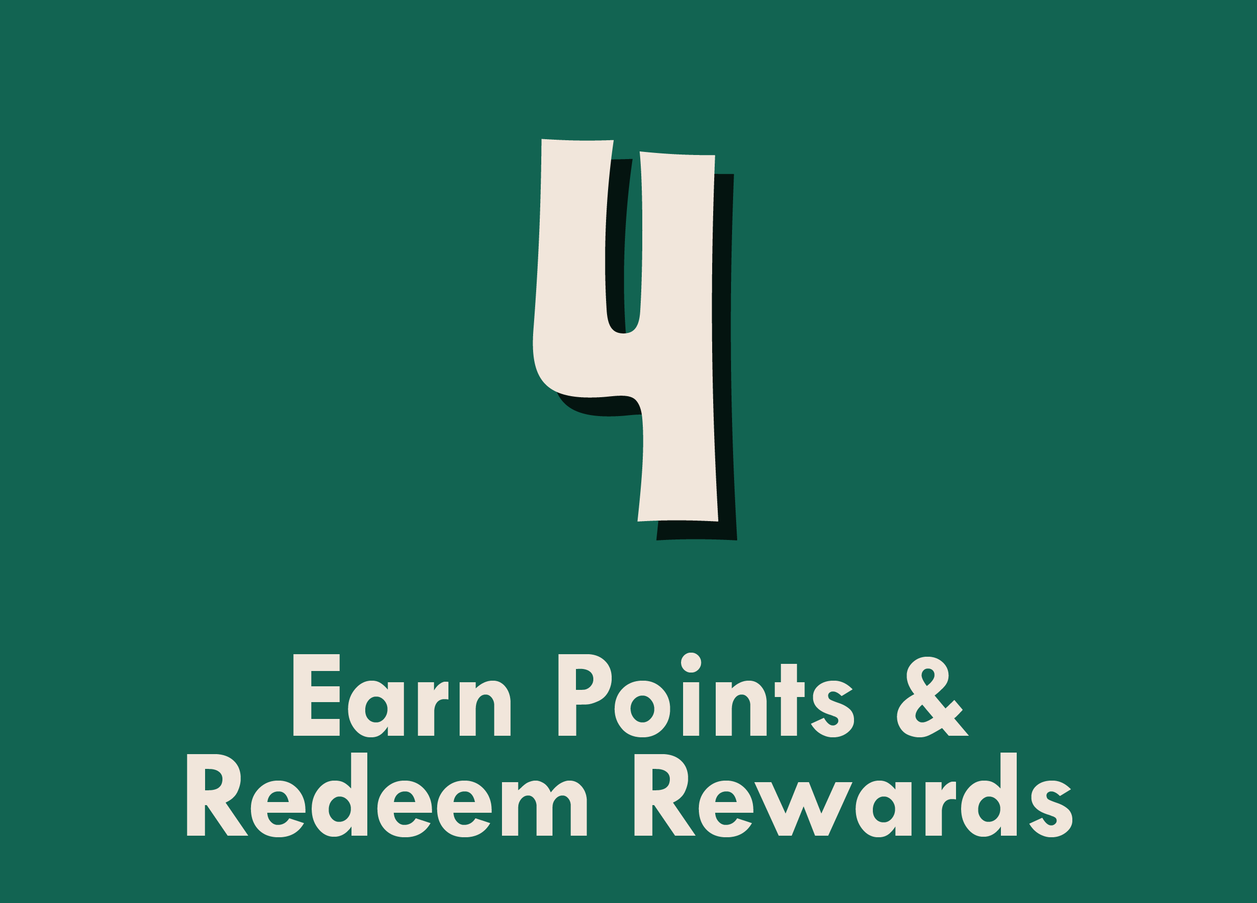 A graphic logo with a stylized hand and text promoting earning points and redeeming rewards.