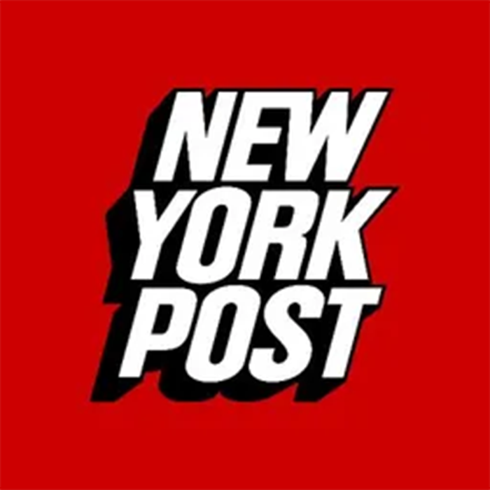 Logo of the New York Post with bold white text on a red background.
