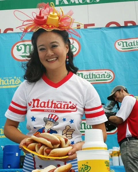 Bowers unforgettable meeting with Hoffman was at the Nathan's Contest (Photo courtesy of Mary Bowers)