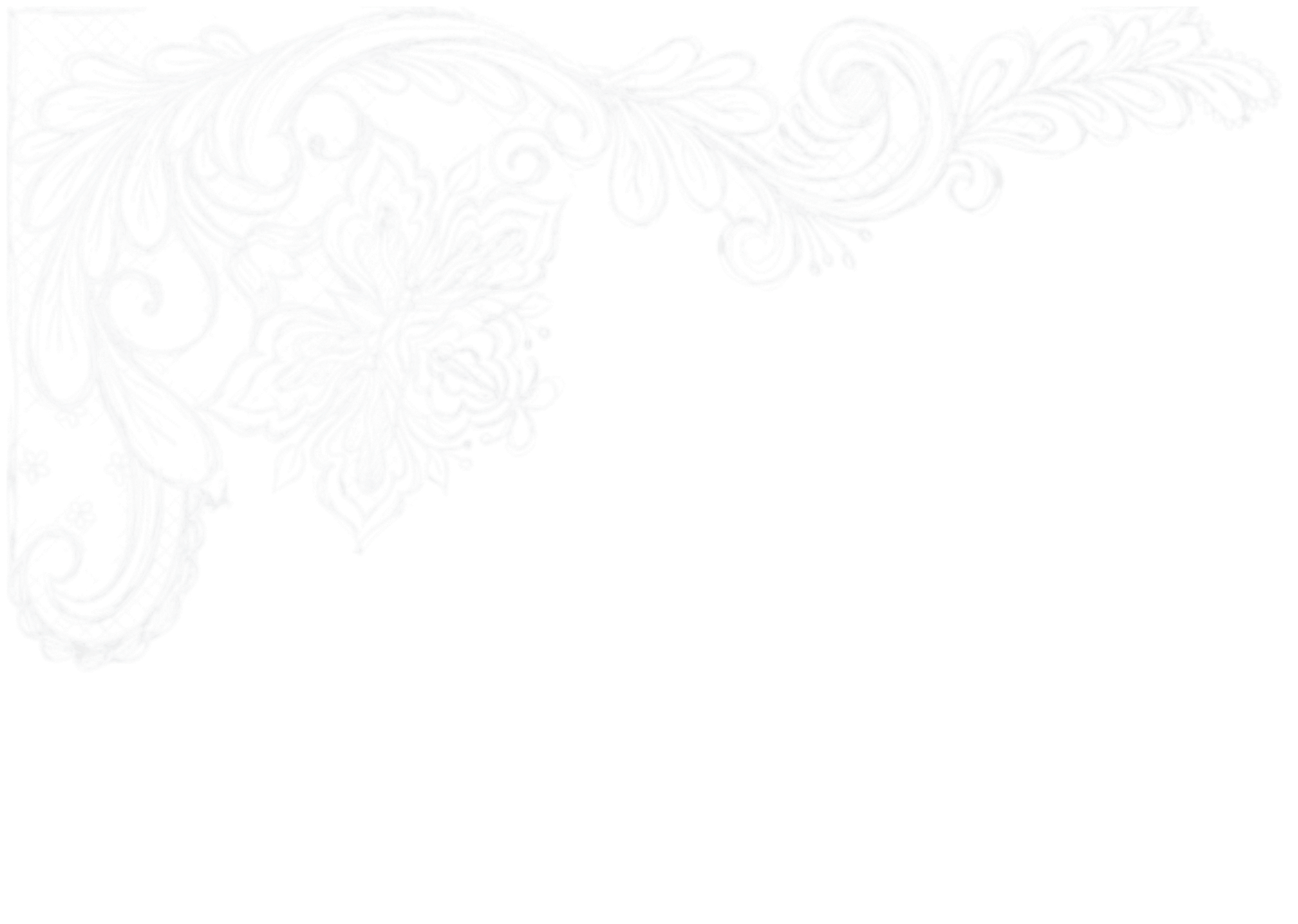 A highly detailed, ornate, white decorative pattern overlaying a gray background with a black rectangle on the right side.