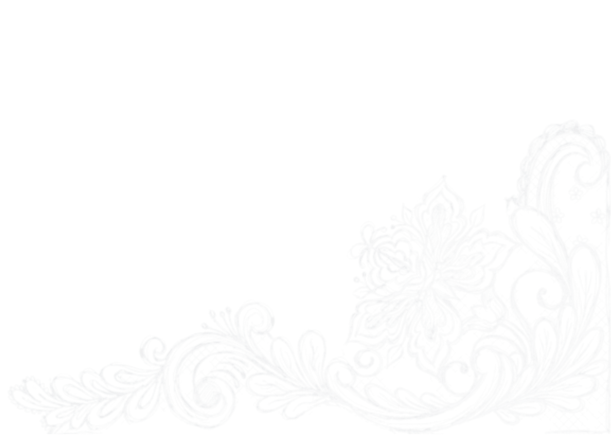 White ornate lace design on black background.