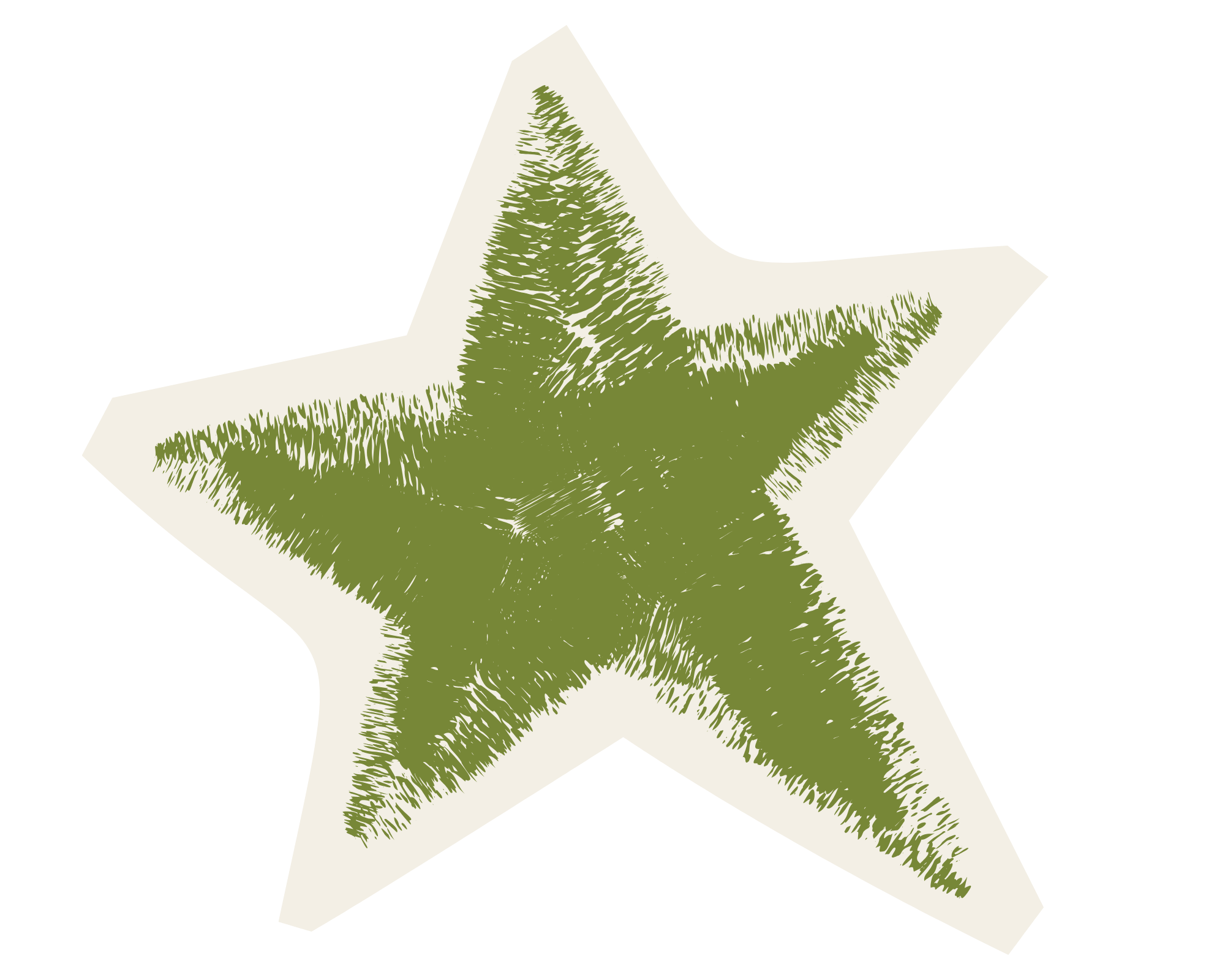 Green Christmas tree inside a 3D star-shaped frame on a white background.