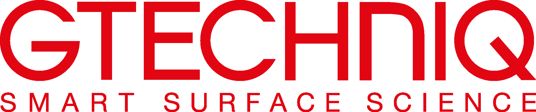 Logo with the word 'GTECHIQ' in large red letters and smaller red text below that reads 'Smart Surface Science'.