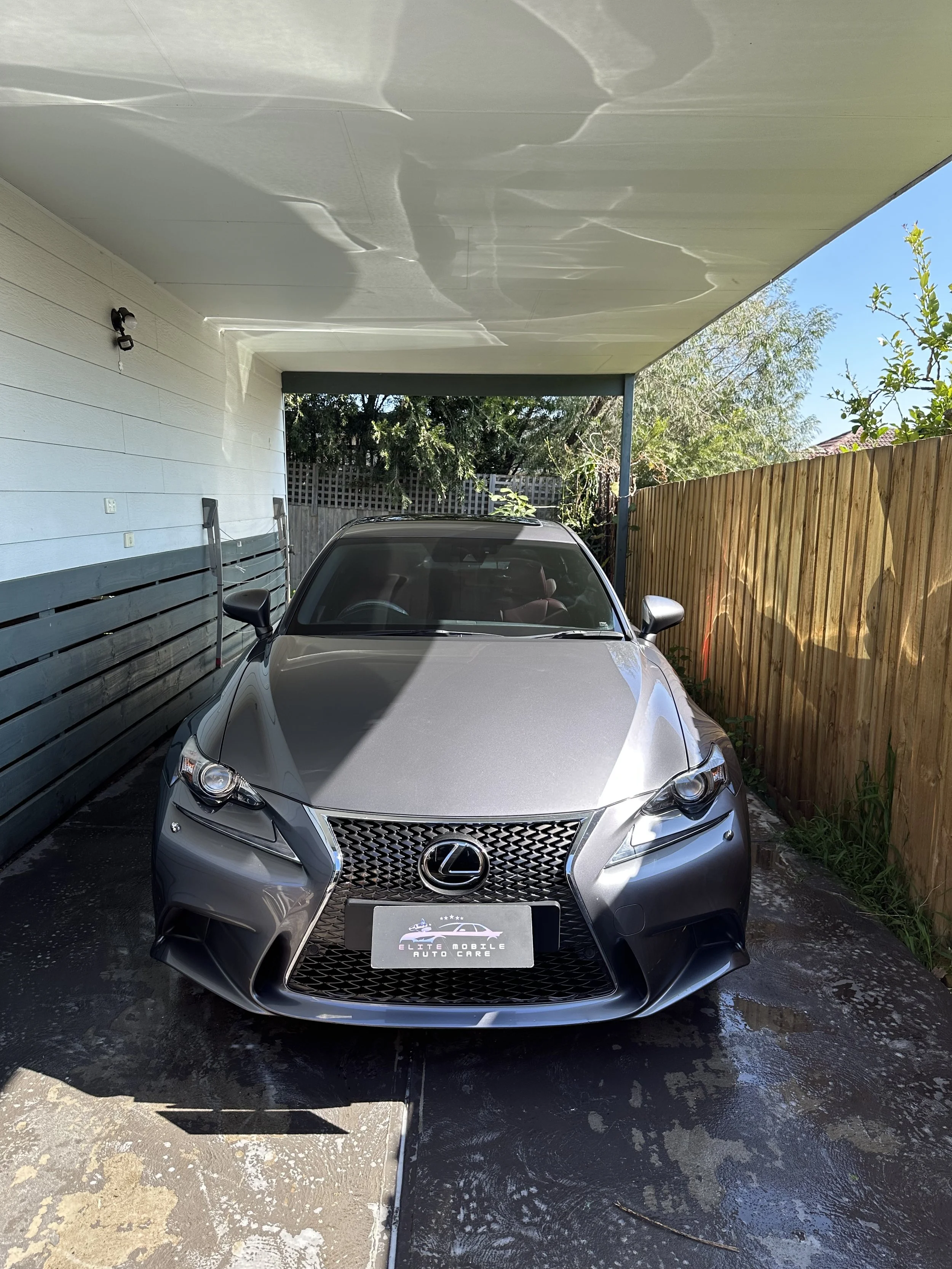 Lexus outside wash + interior steam clean treatment