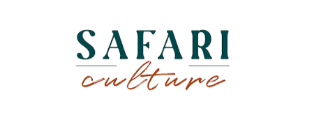 Safari Culture logo with the word 'SAFARI' in uppercase dark green letters and 'culture' in cursive brown letters underneath