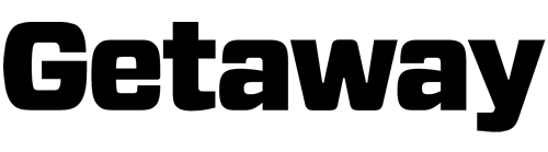 Black text on a transparent background that reads 'Getaway'.
