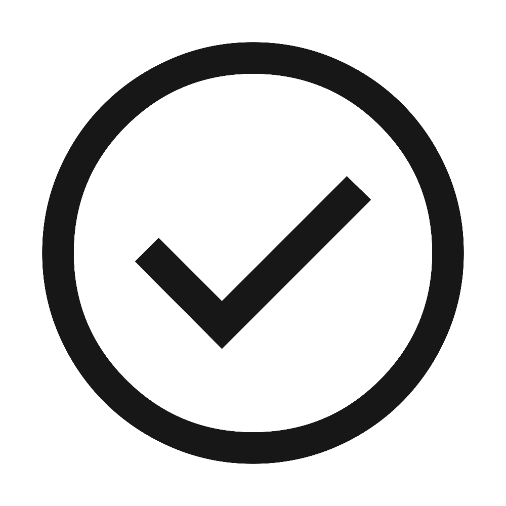 A black circle with a check mark inside.