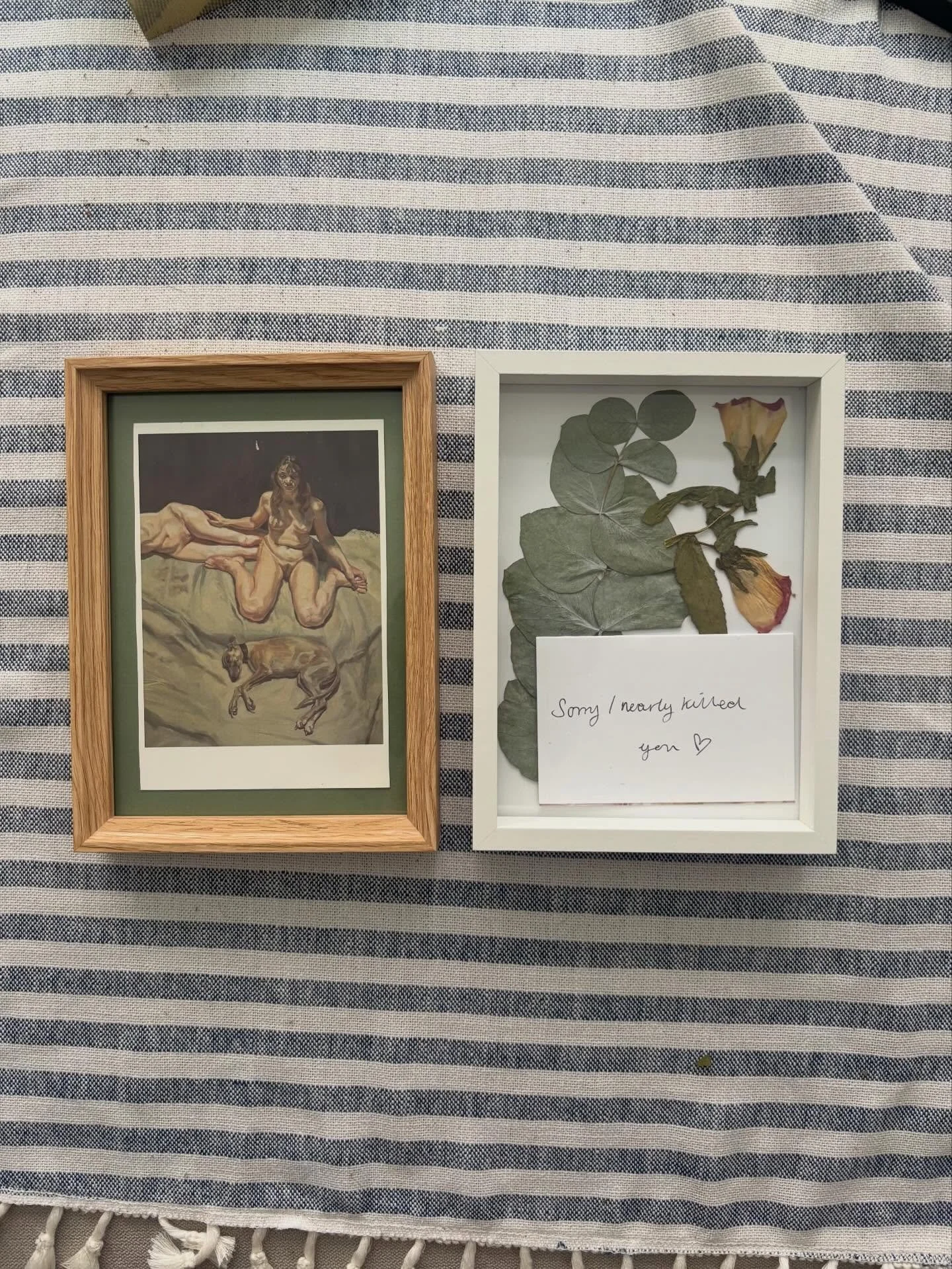 Lucian Freuds Pluto and The Bateman sisters (1996) // Elliott&rsquo;s note and flowers to me when he ploughed through a give way sign (2026) 
and some other stuff have been up to!!! 💫💖💐💫💔👑⭐️💘🫶🚬