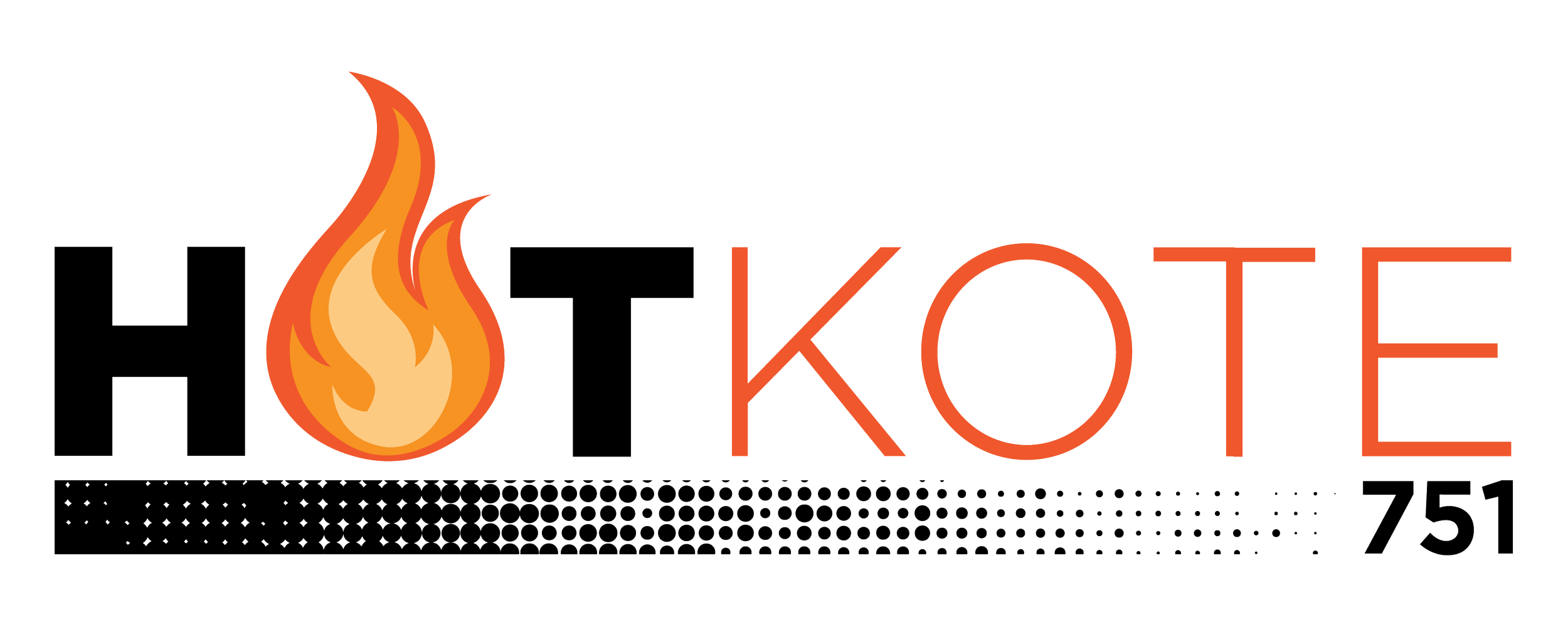 Logo for HOTCODE 751 with a flame icon and stylized text in black and orange