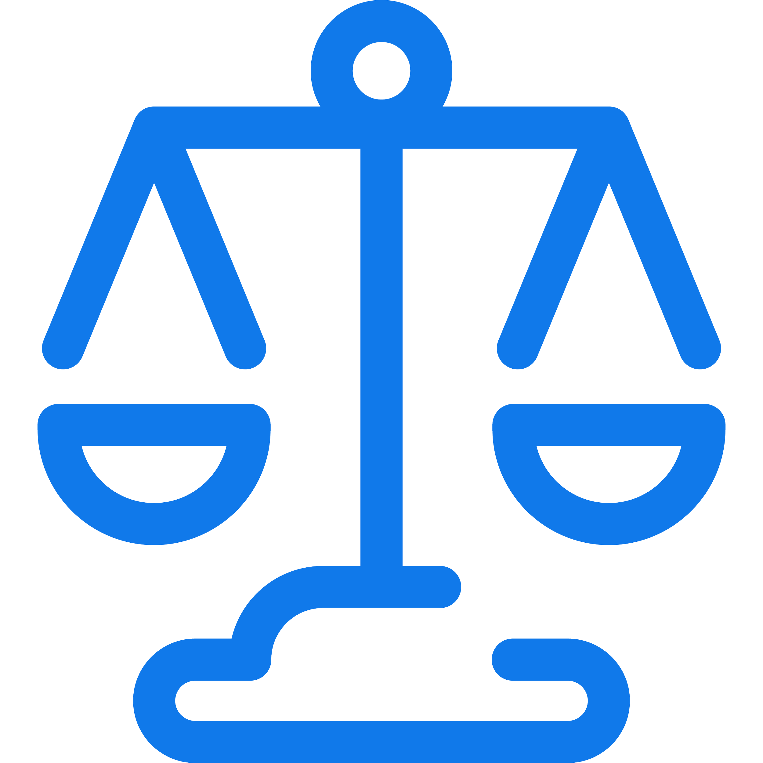 Blue line icon of the scales of justice, representing secure legal IT support, e-discovery automation, and law firm data protection.