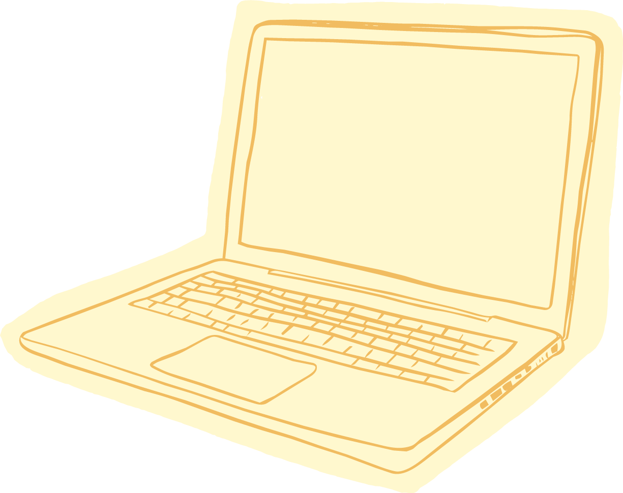 A simple illustration of an open laptop computer with a keyboard and screen, drawn in a minimalist, sketch-like style for naturopathic doctor brand