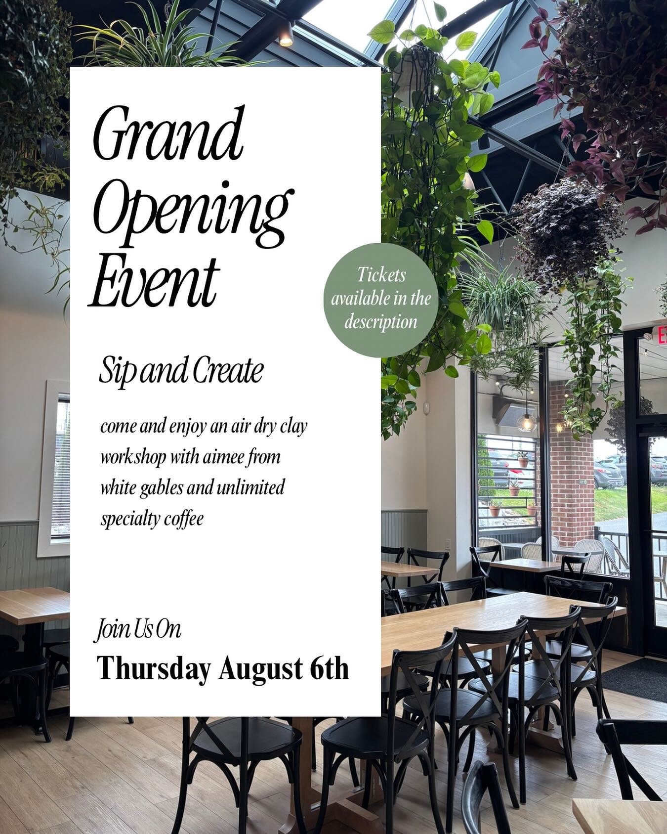 Big news: The Garden Room is officially open for events! 🌿✨

Come celebrate our Grand Opening with a time of creativity and caffeine. We&rsquo;re hosting an Air Dry Clay Workshop with Aimee, complete with a fully unlimited specialty coffee bar.

Gra