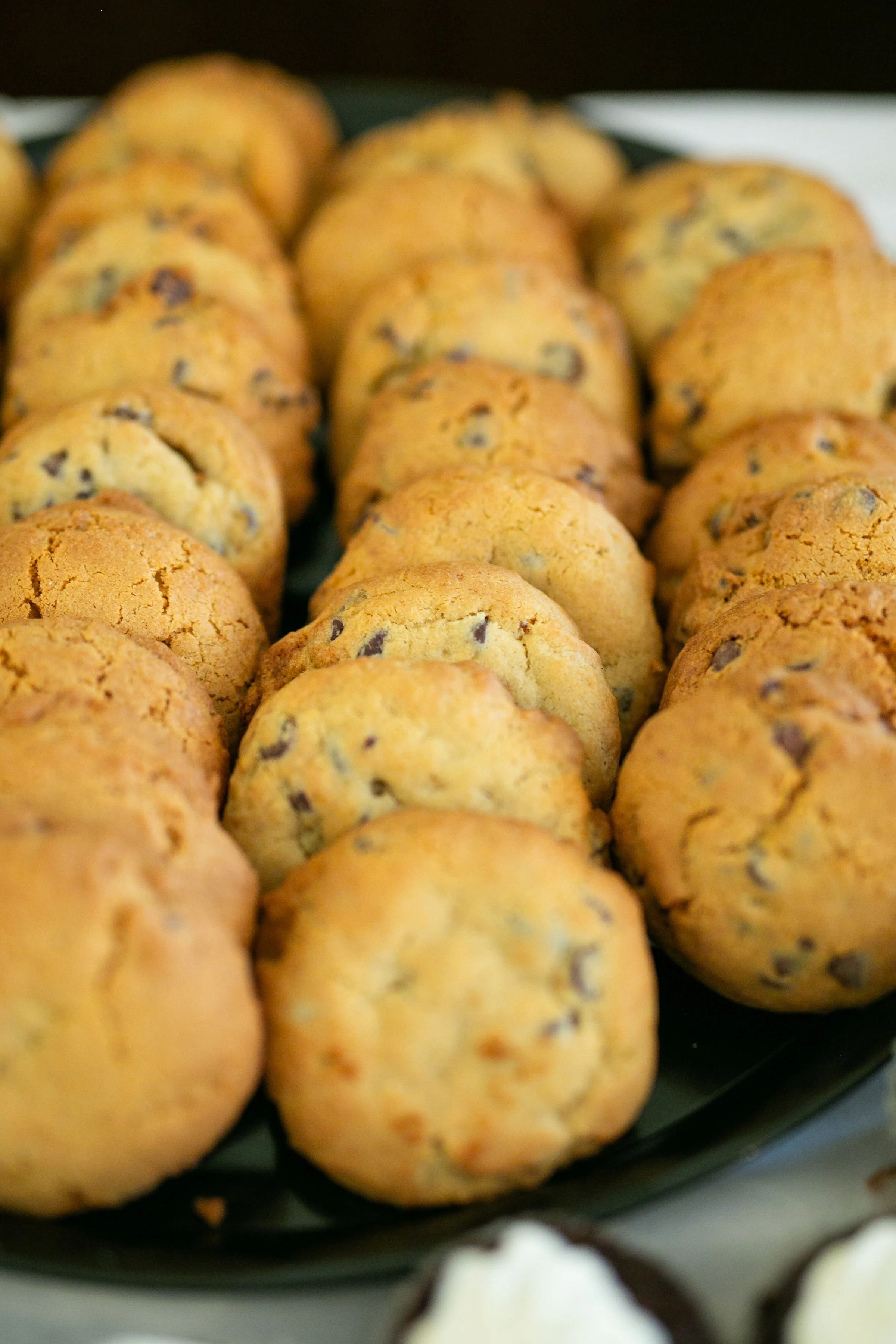 Catered chocolate chip cookies.
