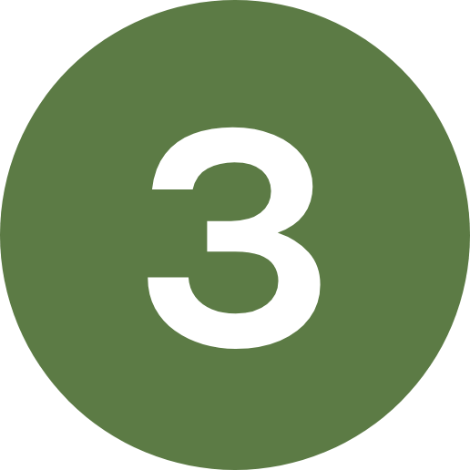 Green circular sign with the number 3 in white