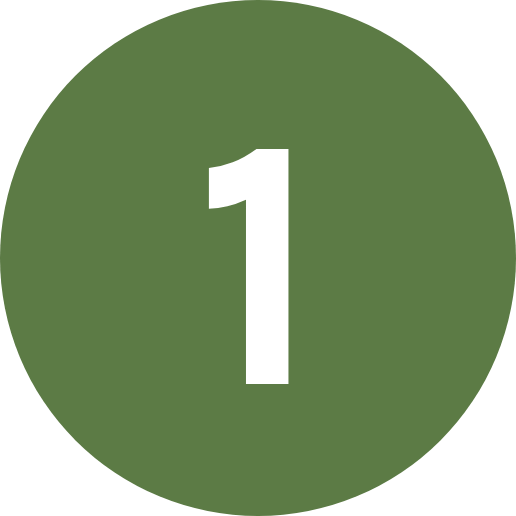 Green circular badge with a white number 1 in the center.