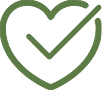 A checkmark inside a heart, indicating security or protection.